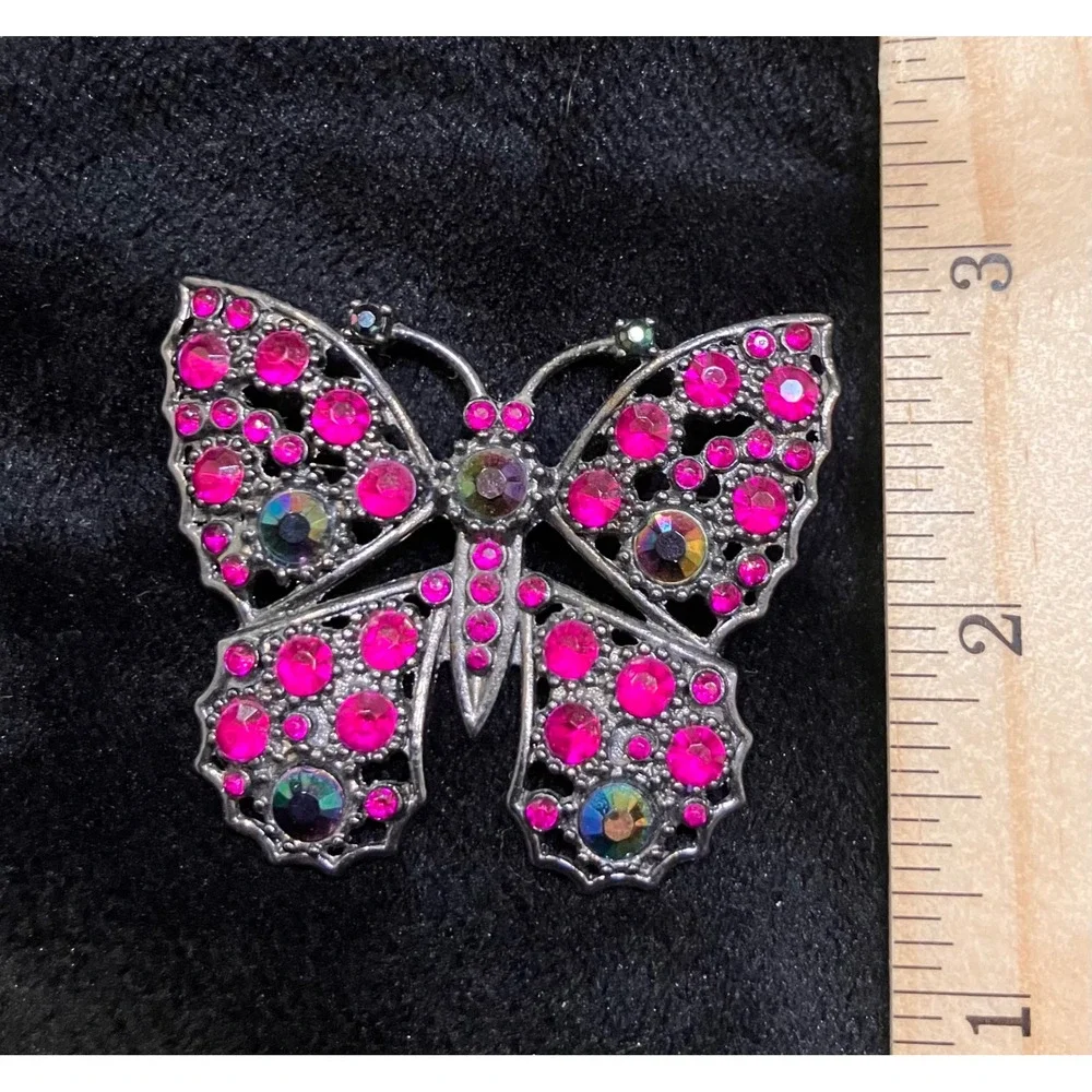 Butterfly Brooch Lot Womens Multicolor Rhinestone Enamel Filigree
